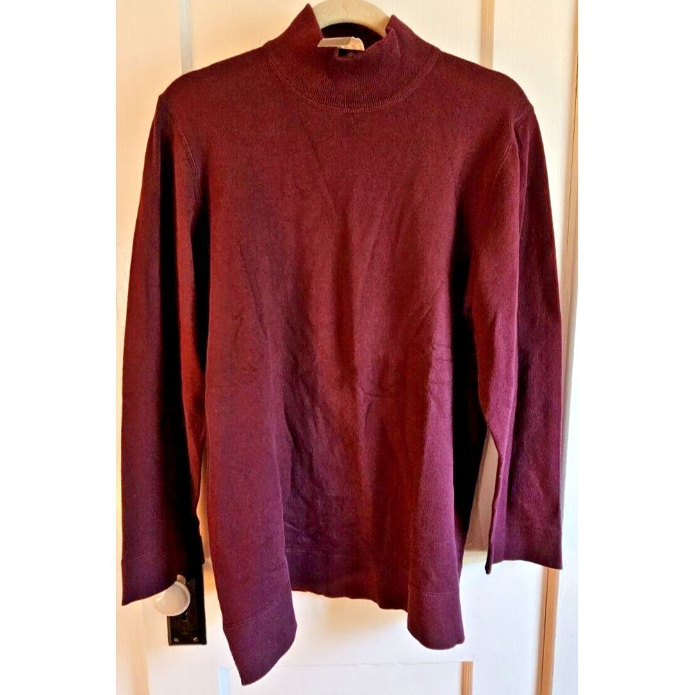 Vtg NWT EDDIE BAUER‎ Women mock neck cotton Nylon sweater red Sz M Hongkong made